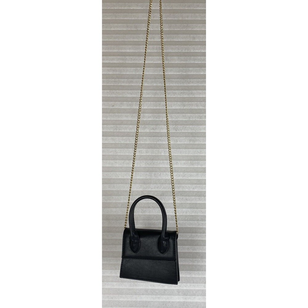 Like Dreams Tiny Black Purse With Long Chain Strap  4X4.5